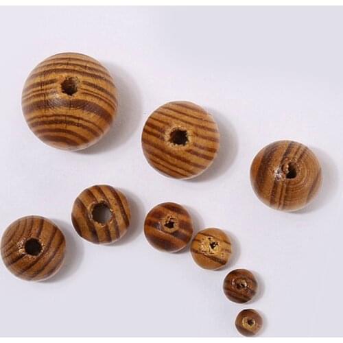 Natural Grain Wooden Beads Natural Pine Round Wood Spacer Loose Beads Handmade for Bracelet Necklace DIY Jewelry Making Crafts