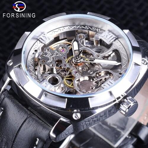 Forsining 2018 Sport Watches Black Silver Open Work Clock Male Luminous Waterproof Mens Automatic Wrist Watches Top Brand Luxury