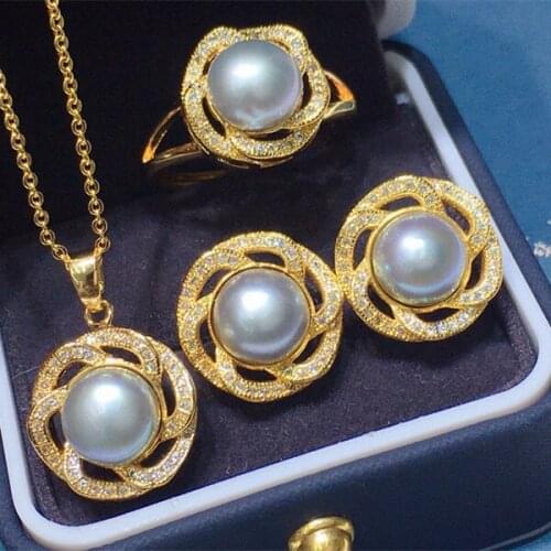 DIY Pendant Ring and Earrings Jewelry Set Base Mountings Settings Findings Jewelry Settings Parts for Pearls Beads Stones