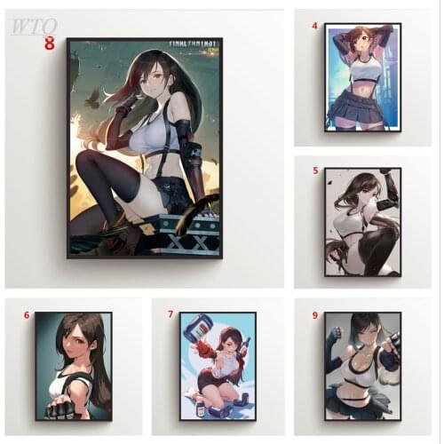 Final Fantasy VII FF7 Tifa Lockhart Anime Posters Wall Poster Canvas Painting Wall Art Photos for Childrens Room Decor