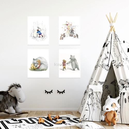 Canvas Posters Cartoon Nursery Prints Nordic Style Wall Pictures Children Bedroom Decoration Unframed