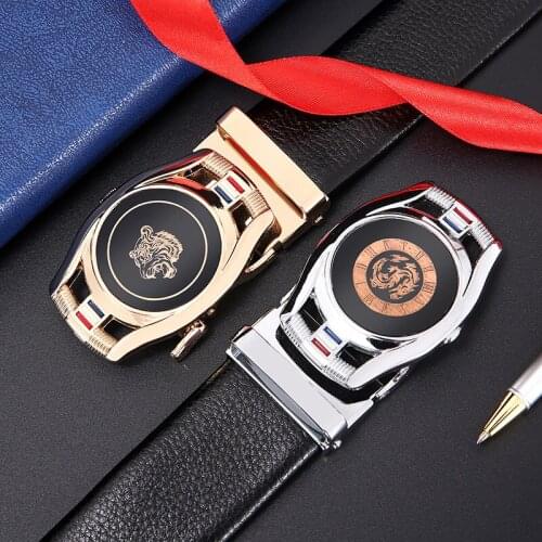 Leather Belts for Men 3.5cm Width Brand Fashion Automatic Buckle Black Genuine Leather Belt Mens Belts Cow Designer Belt