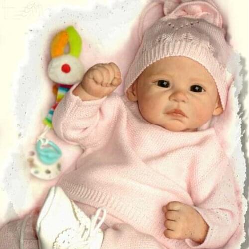 17 Inches Reborn Doll Kit Baby Lana Soft Vinyl DIY Unpainted Doll Parts with Eyes