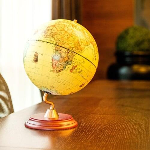 Chinese English globe office living room desktop ornament creative retro home decoration accessories copper-plated metal bracket