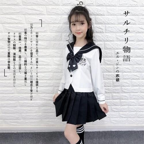 Girl Kawaii Jk Sailor Suit Women Japanese Style Cartoon Pleated Skirt Children Student School Uniforms Class Performance Clothes