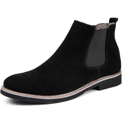 Men Chelsea Boots Ankle Boots Fashion Men Cow Suede Leather Boots For Men Trendy Autumn Winter Warm Shoes Bota Masculina 2A