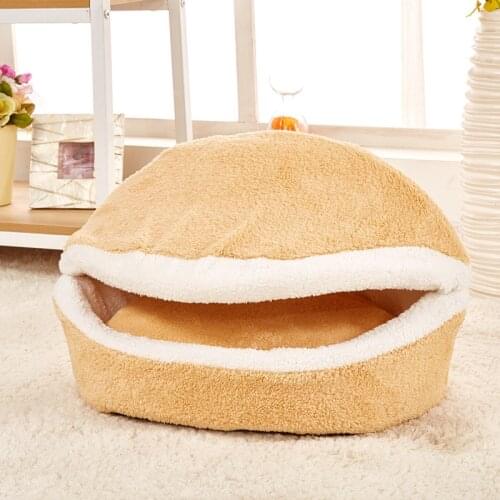 2018 Cute Hamburger Shape Dog Beds Cama Para Cachorro fleece Soft Dog House Pet Products For Small Dogs Cats Puppy Dog Kennel