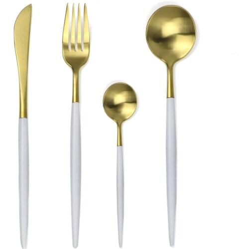 Creative Splice Dinnerware Set 304Stainless Steel Cutlery White Pink Black Blue Gold Silver Kids Serving Knife Fork Scoop For 1