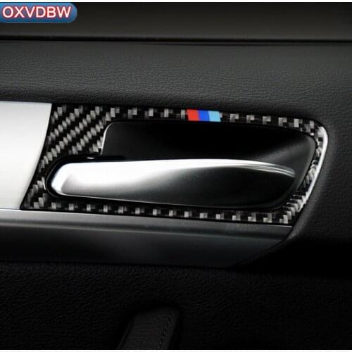 Carbon Fiber Car Interior Door Handle Cover Trim Door Bowl Stickers decoration for BMW F70 F71 X5 X6 2008-2013 2014 accessories