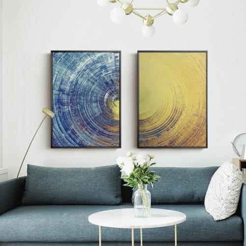 Nordic Abstract Geometric Mountain Landscape Wall Art Canvas Painting Golden Sun Art Poster Print Wall Picture for Living Room