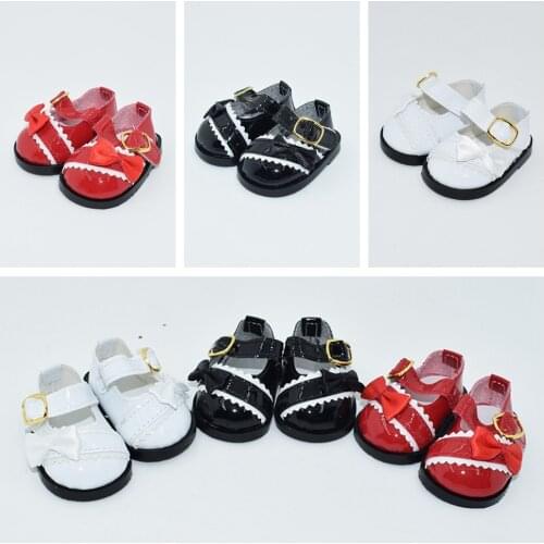 White/Black/Red Doll Shoes 5.5cm Fashion Mini Toy Shoes With Bow For EXO Dolls Fit For 14.5Inch Girl Doll BJD Doll Accessories