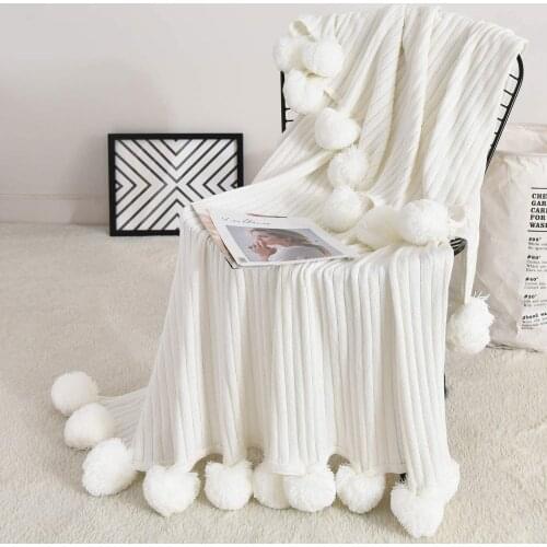 REGINA Blanket For Beds 100% Cotton Cute Large Tassel Balls Bedspread Sweet Knitted Blanket Summer Women Girl Quilt Home Decor