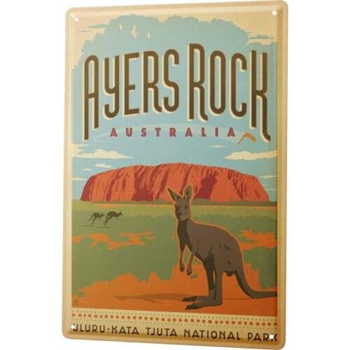 SINCE 2004 Tin Sign Metal Plate Decorative Sign Home Decor Plaques World Trip Ayers Rock Australia Kangaroo National Park