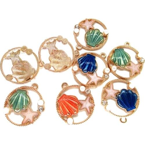 Coloful Nautical Ocean starfish Shell Conch Sea Enamel Charms DIY Bracelet Necklace Jewelry Accessory DIY Craft