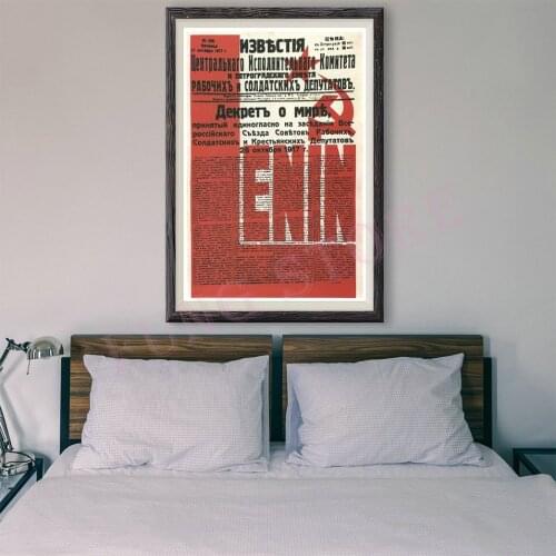 RE256 Retro Russian Style Painting Soviet Union Great Leader Lenin 32 Custom Silk Poster Home Deco Wall Art Christmas Gift