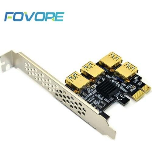 Riser USB 3.0 PCI-E Express 1x to 16x Riser Card Adapter PCIE 1 to 4 Slot PCIe Port Multiplier Card for BTC Bitcoin Miner Mining