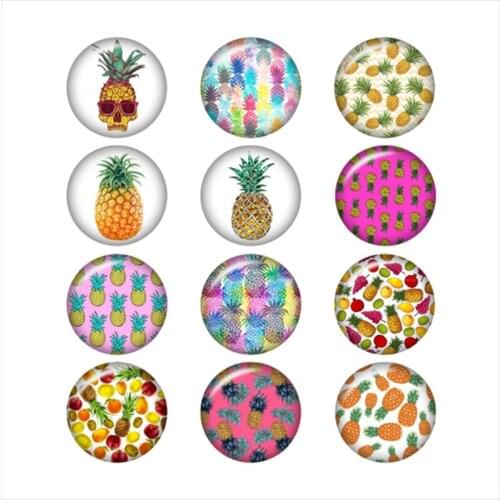 Mixed Glass Snap Button Jewelry Pineapple For DIY 18MM Button Snap Bracelet Necklace Jewelry