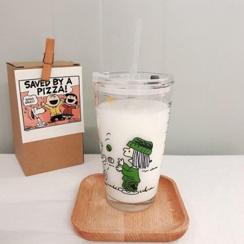 Cutelife Ins Drinking Glasses Heat-resistant Milk Coffee Juice Tea Cup Small Daisy Print Wedding Glass Cup With Lid With Straw