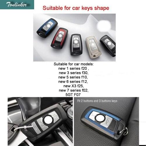 Tonlinker 10 PCS Car Leather Wallet Key Cover Case For Bmw Leather Key Holder 1 3 5 6 7 Series F20 F30 F10 F12 F25 F02 F07