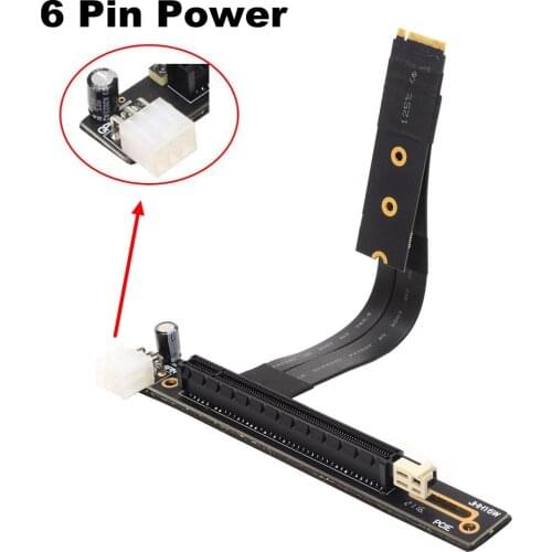 New M.2 NVMe To PCI Express 3.0 x16 Extension Cable With 6Pin Power PCIe x16 To M.2 M Key Riser Card SSD For Desktop Graphics