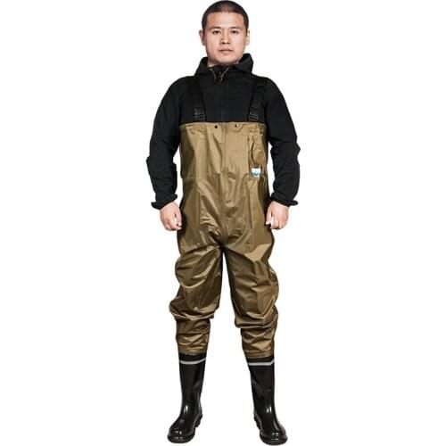 Outdoor breathable chest wading pants waterproof scratch resistant nylon thick men women fishing boots shoes jumpsuit trousers