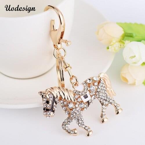 Uodesign Crystal Creative Horse animal pet keychain Keyring Keychain Classic 3D Pendant Key Bag Chain Creative Gift
