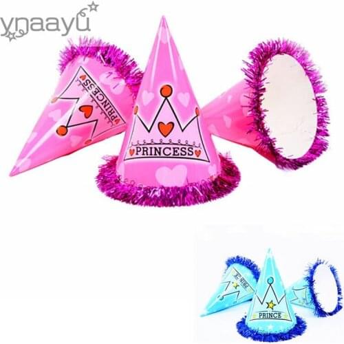 Ynaayu 5pcs/set Birthyday Hat Prince and Princess Boys Girls Baby Kids Party Hats For Birthday Party School Activity Supply