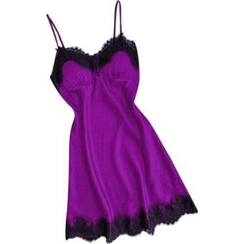 Womens Soft Satin Negligee Babydoll Sleepwear Sleeveless Lingerie Dress