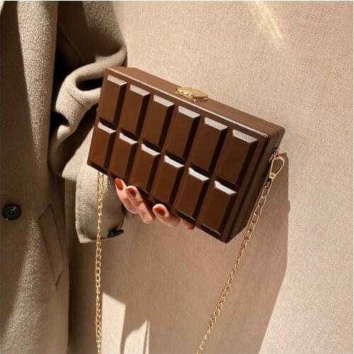 Chocolate Shaped Women Bag 2021 Female Square Box Shape Shoulder Bag Funny Design Crossbody Bag Trend Women Handbag
