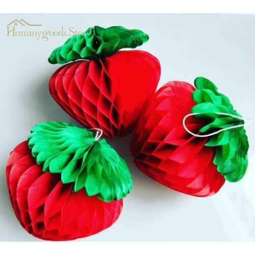 10pcs Strawberry Honeycomb Ball Pineapple Ball Decorated Fruit Special Shaped Paper Party Wedding Decoration Atmosphere Layout