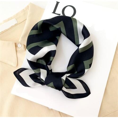 2021 Design Print Scarf Real Silk Women Hairband Small Square Scarves Foulard Neckerchief Bandana Female Neck Cover Spring