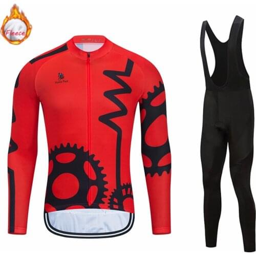 2021 Winter Thermal Fleece Mens Jersey Suit MTB Mountain Bike Cycling Clothing Bib Pants Warm Ropa Ciclismo Cycling Clothes