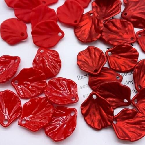New plastic leaf diy beads loose glossy mix color plastic resin jewelry accessory beads 50 pieces y125766