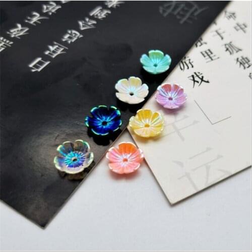 50pcs/lot Imitation shell resin flower beads connectors for diy hairclip phone case nails manicure decorate jewelry accessories