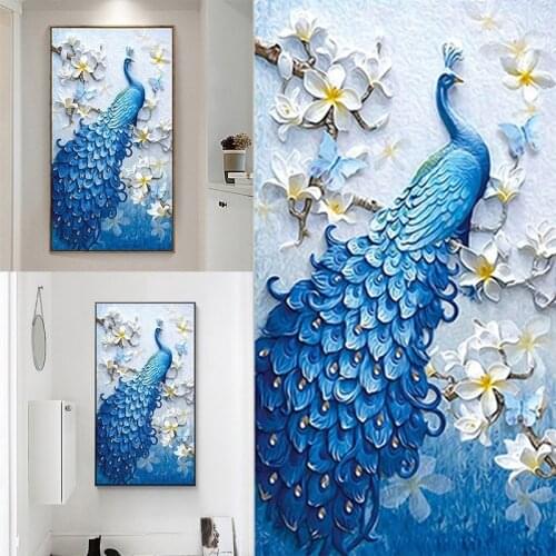 5D Peacock Diamond Painting DIY Embroidery Full Rhinestone Cross Stitch Painting Home Hotel Decoration Art Mosaic Decor