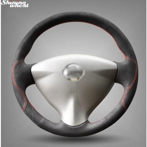 Shining wheat Black Suede Hand-stitched Car Steering Wheel Cover for Nissan Tiida Sylphy Sentra 2014 Note