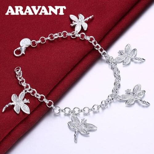 925 Silver Dragonfly Bracelet Chain For Women Silver Jewelry