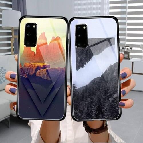 Mountain Pine Tree Forest landscape Phone Case Tempered Glass For SamsungS7 8 9 S10E S20 21 30 Plus ultra Note 10 Plus A7 2018
