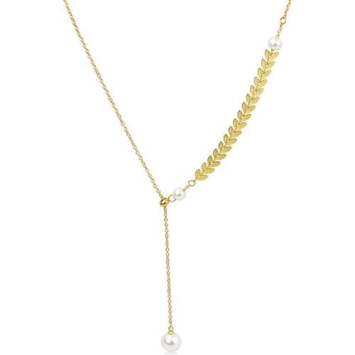 Hot New Size Shell Beads Wheat Ear Pattern Clavicle Chain Woman Party Gift Pearl Pendants Necklace Wholesale