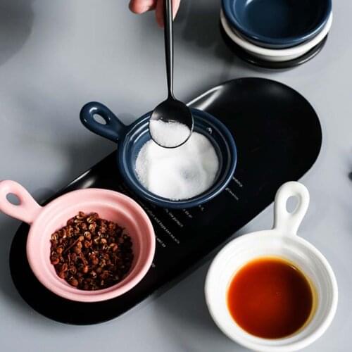 Ceramic Seasoning Dish Sauce Dish with Handle Snack Dish Dipping Dish Soy Sauce Dish Mustard Dish Household Restaurant Commercia