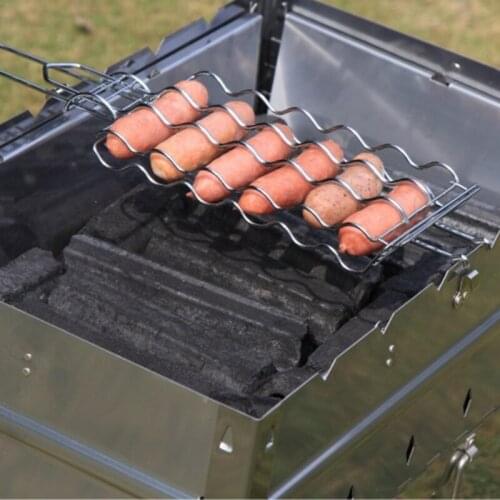 T21D Grill Basket Stainless Steel BBQ Tool Grilling Accessories Barbecue Rack for Hot Dog Vegetable
