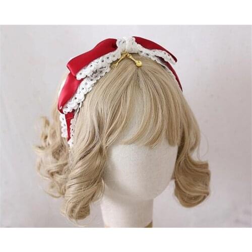 Lolita Fairy Bow Lace Hair Band Head Hoop girl Vintage Sweet Maid Cosplay KC Headband Hair accessories B1194