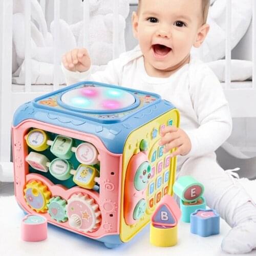 Multifunctional Musical Box Hand Drums Montessori Phone Gear Geometric Blocks Instruments Sorting Educational Toddler Baby Toys