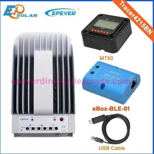 MPPT Free shipping TNT to France 40A controller ble eBOX USb cable Tracer4215BN Solar controller MT50 Meter 12V/24V 40amps EPEVE