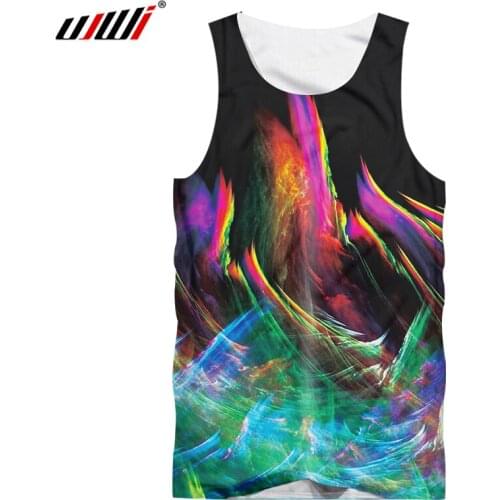 UJWI Fitness Tank Top 2018 Summer Men Cool Print Tie Dye Painting 3d Tanktops Fashion Adventure Time Sleeveless Shirts Vest
