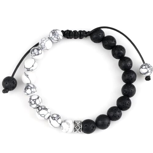 Men Beaded Bracelet Lava Tiger Eye Stone White Black Yinyang Beads Bracelets & Bangles for Women Yoga Energy Wristband Jewelry