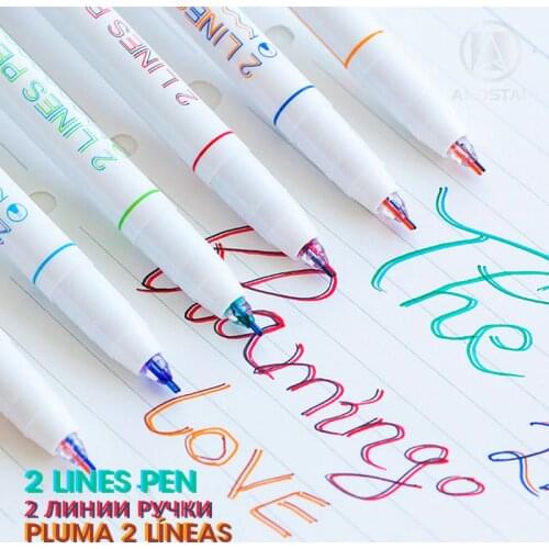 Andstal 3/6pcs Unique 2 Lines Pen scrapbooking pens double line Art Marker Pen Fine Liner Markers Fineliner Lettering Color