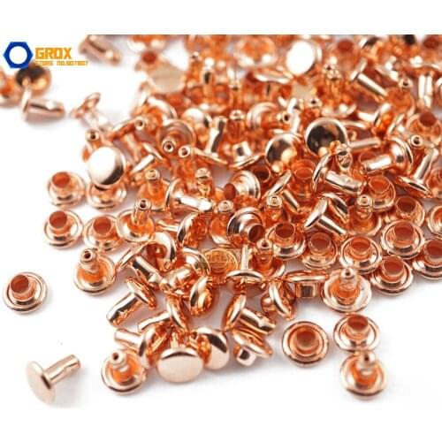 400 set 7*6mm Rose Gold Double Cap Round Rapid Rivet Punk Rock Leathercraft Rivet