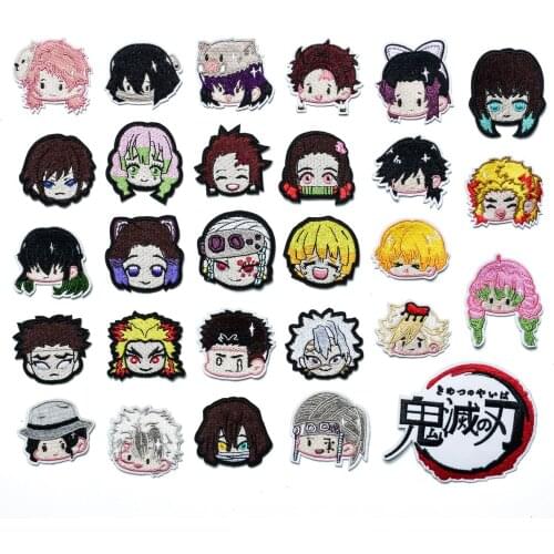 Demon Slayer Embroidery Iron On Patch Cartoon Badge Clothing Accessories