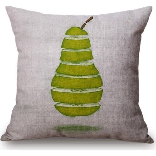 Nordic Style Fruits Pear Lemon Design Bicycle Throw Pillow Case Summer Plant Print Home Decorative Office Car Sofa Cushion Cover